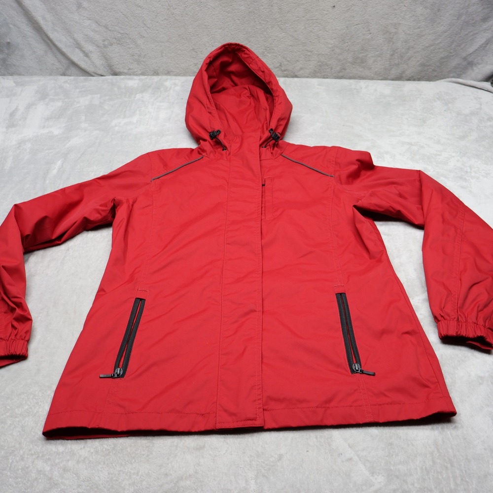 Eddie Bauer WeatherEdge Jacket Mens Small Red Waterproof Hooded Wind Rain Hiking